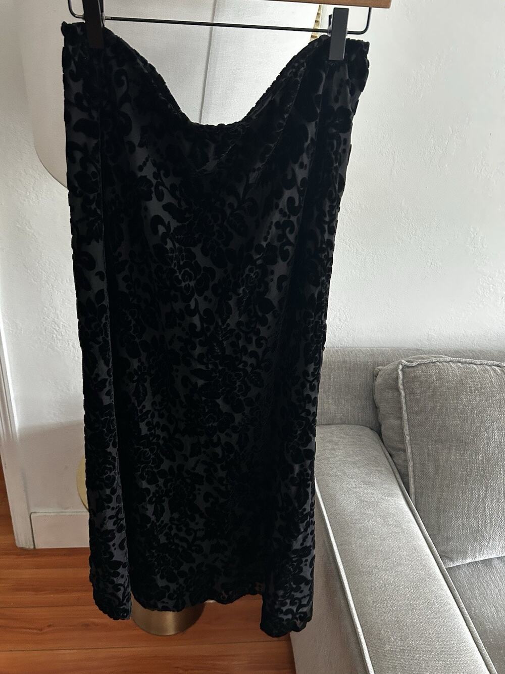 Vtg 90s Y2K Velvet Floral Full Skirt 12 Witchy Whimsigoth Vampy